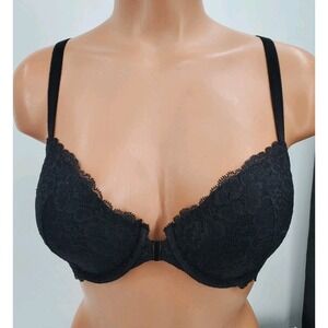 Victorias Secret Dream Angels Racerback Demi Front Closure Black Lace Bra Sz 34D